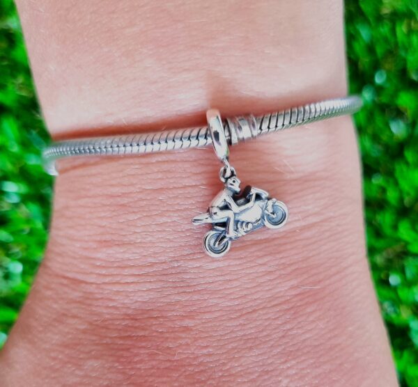 Srebrny Koralik, zawieszka, charms z motywem motocyklowym: srebro 925! - obrazek 3