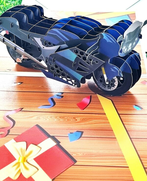 Kartka okolicznościowa Pop up, motocykl sportowy 3D!