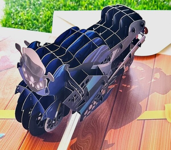 Kartka okolicznościowa pop up z motocyklem sportowym w 3D! - obrazek 3