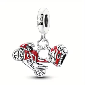 PIĘKNY koralik, zawieszka, charms - MOTOCYKL sportowy i KASK MOTOCYKLOWY