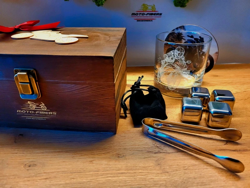 Zestaw do WHISKY dla Motocyklisty Na prezent skrzynka MOTOCYKL 10el. - obrazek 3