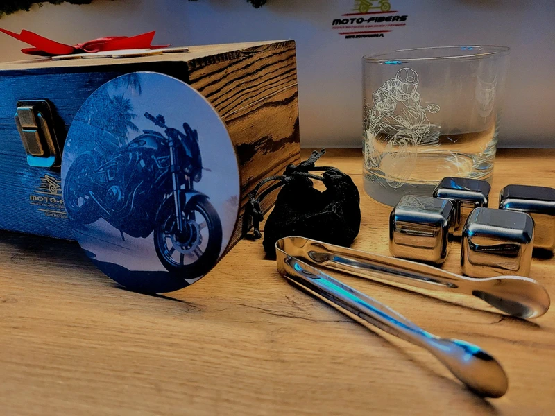 Zestaw do WHISKY dla Motocyklisty Na prezent skrzynka MOTOCYKL 10el. - obrazek 4