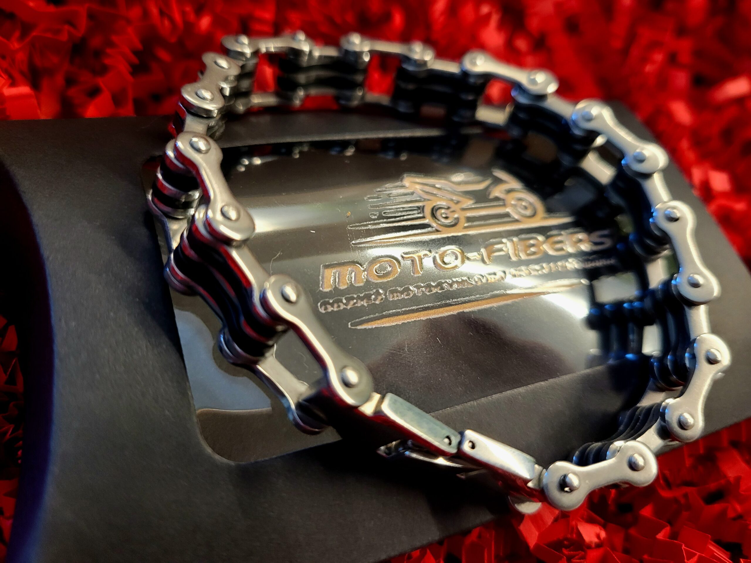 Bransoletka Dla Motocyklisty Łańcuch Motocyklowy Stalowa + Pudełko - obrazek 2