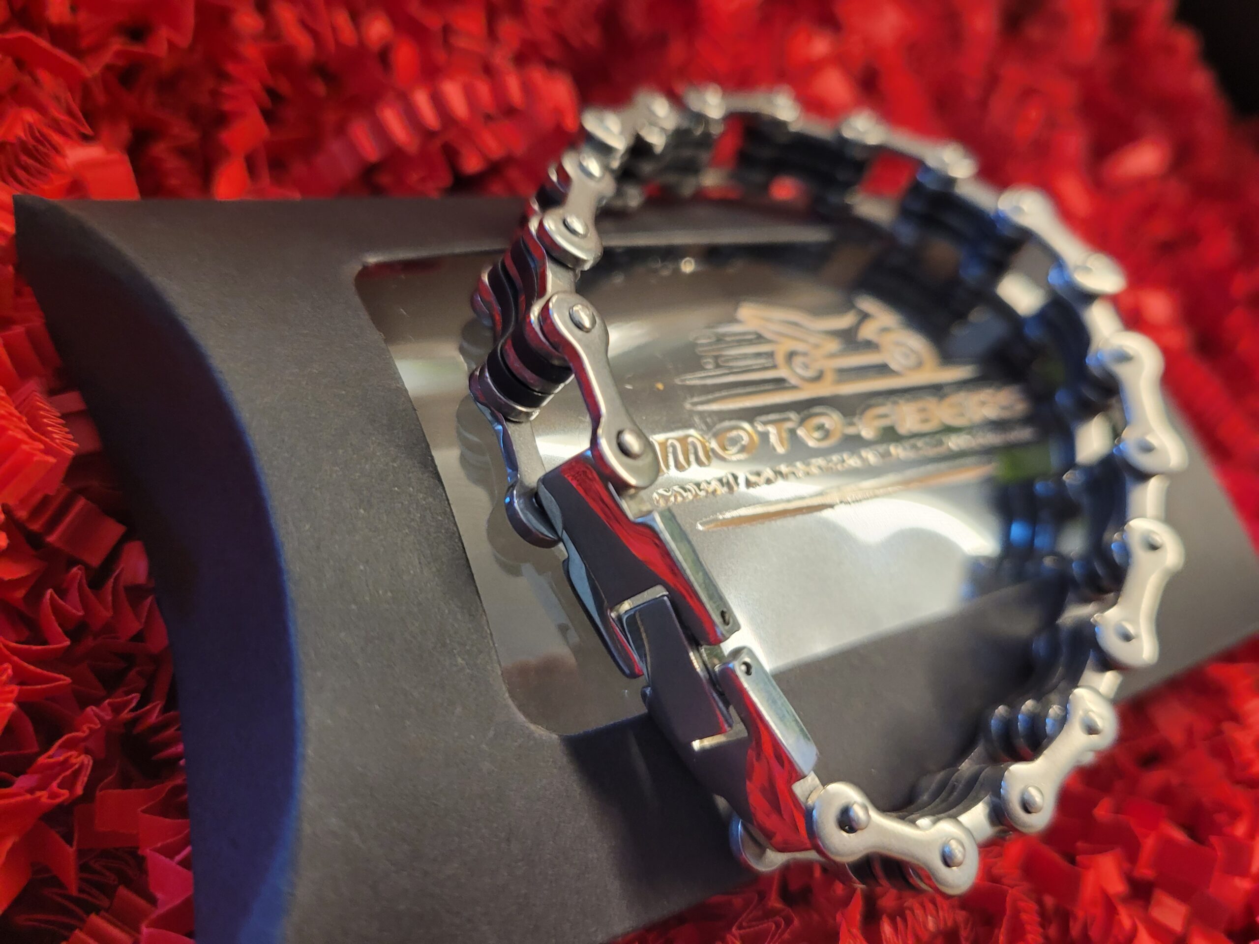 Bransoletka Dla Motocyklisty Łańcuch Motocyklowy Stalowa + Pudełko